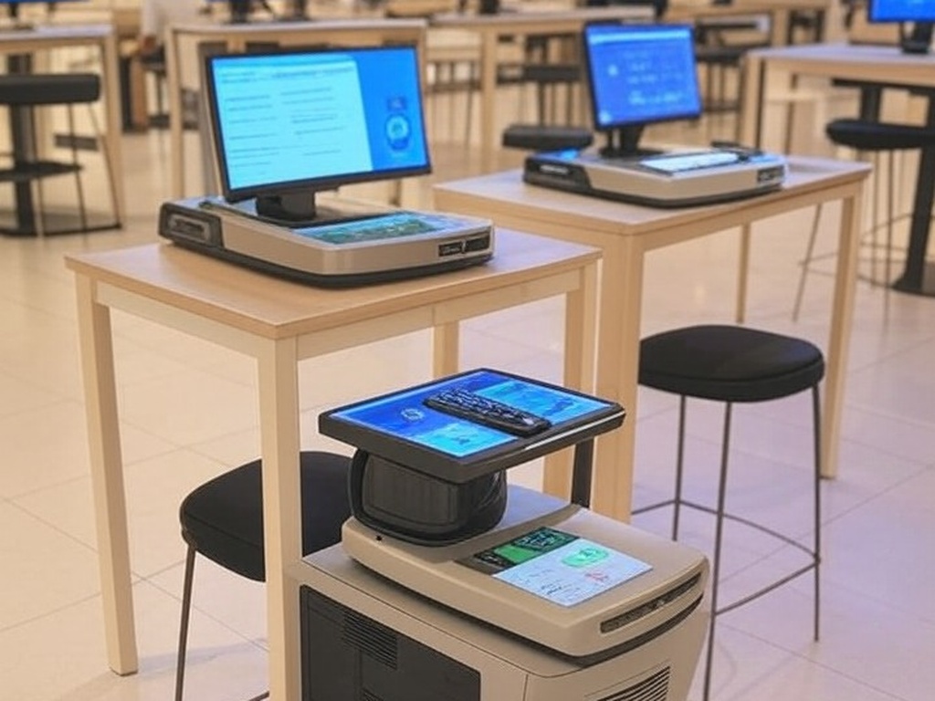 Espaço de oficinas gratuitas de IA, games e robótica no Recanto Shopping, com equipamentos educativos em ambiente moderno.