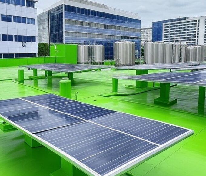 Instalação de hidrogênio verde em Brasília, com edifícios do DF ao fundo, destacando impacto limitado da nova lei.