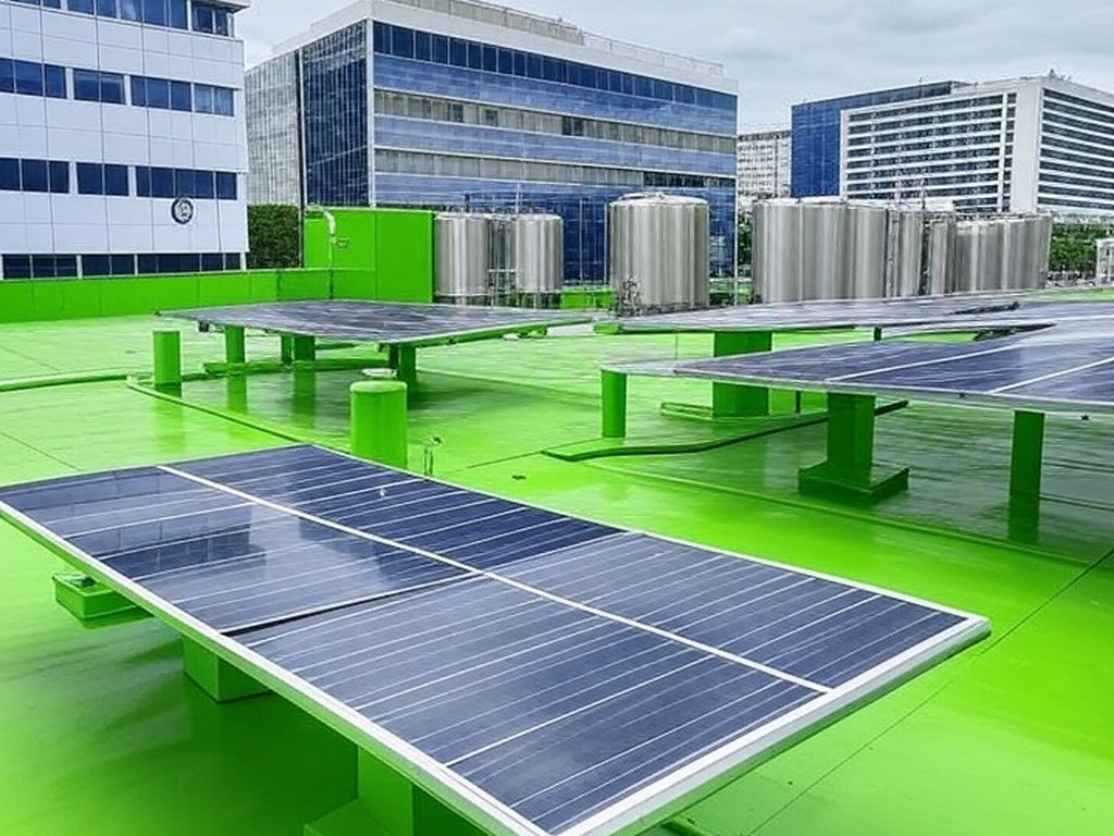 Instalação de hidrogênio verde em Brasília, com edifícios do DF ao fundo, destacando impacto limitado da nova lei.