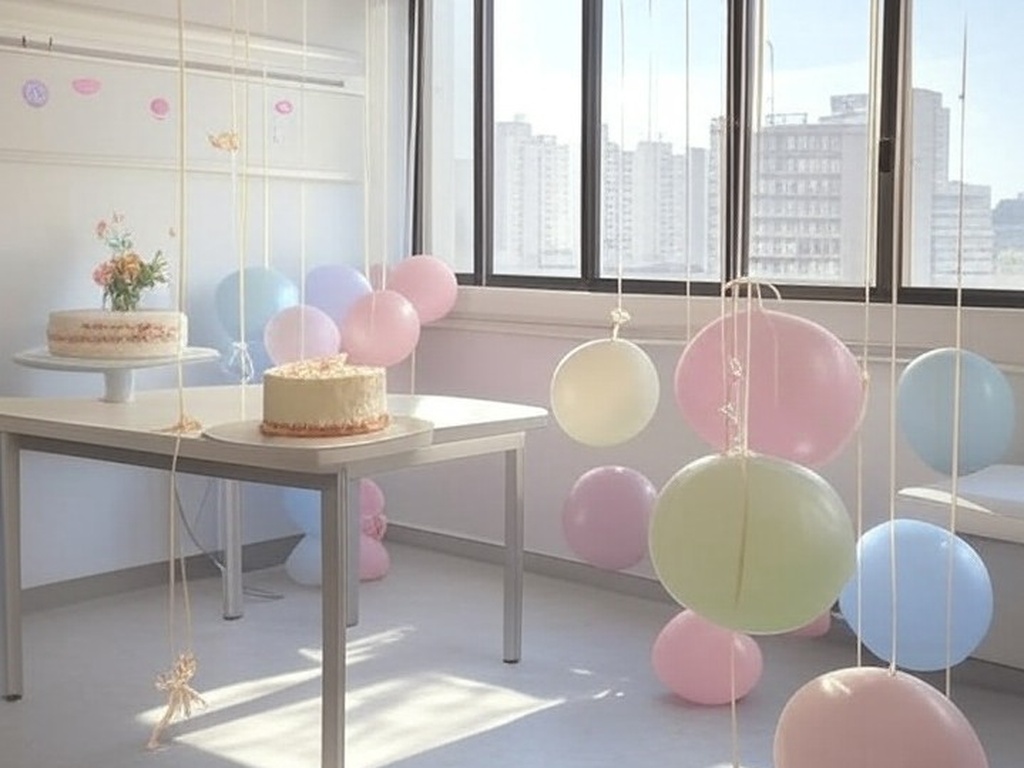 Quarto de hospital em Brasília decorado com balões e itens de chá-revelação para mãe com câncer.