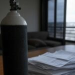 Residência em Brasília com cilindro de oxigênio e medidor de energia, ilustrando descontos insuficientes na conta de luz para oxigenoterapia no DF.