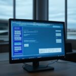 Laptop com alerta de golpe online em pagamentos da Caesb no Distrito Federal.