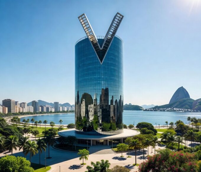 Edifício corporativo da Oi no Rio de Janeiro, representando processo contra fundos estrangeiros por abuso de poder.