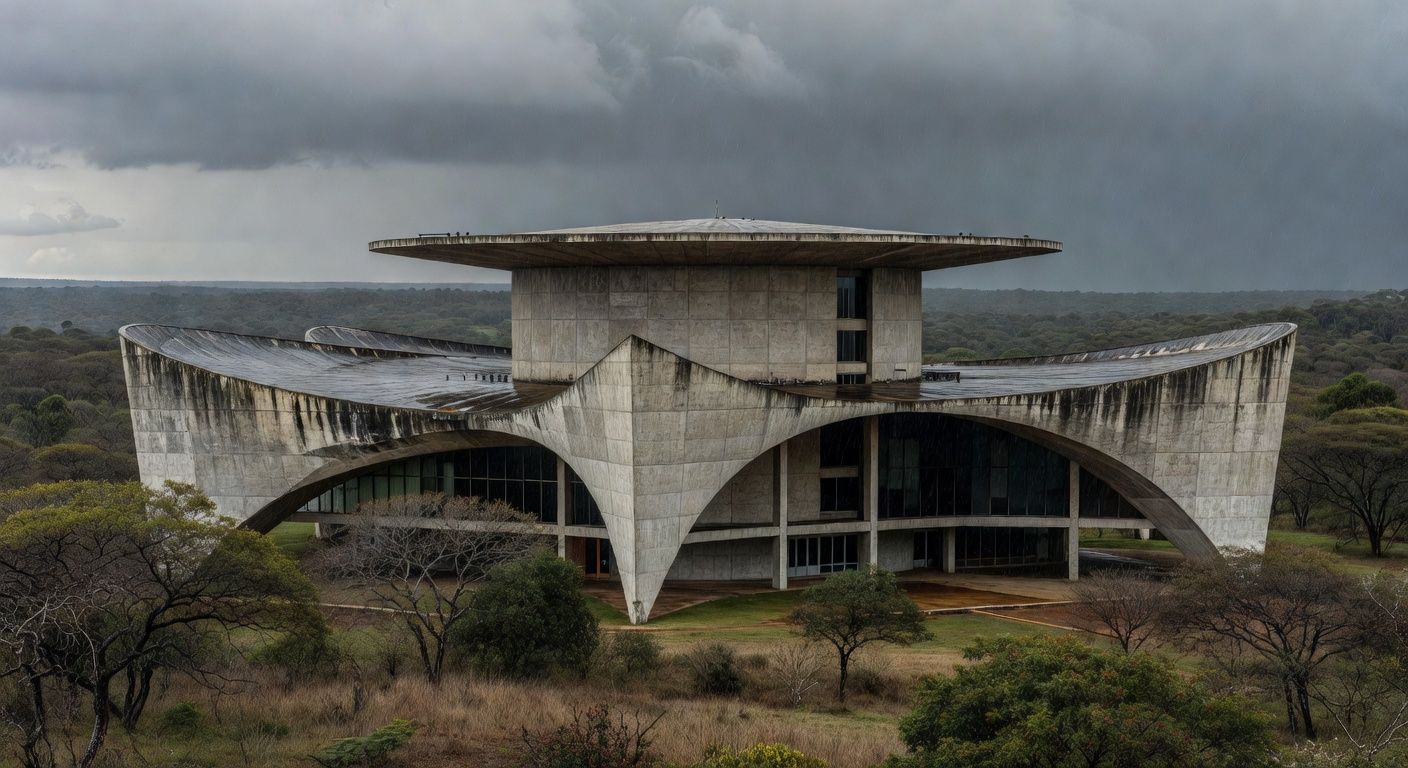 Edifício da CLDF em Brasília com documentos simbólicos de falhas no combate à violência contra mulheres e idosos.