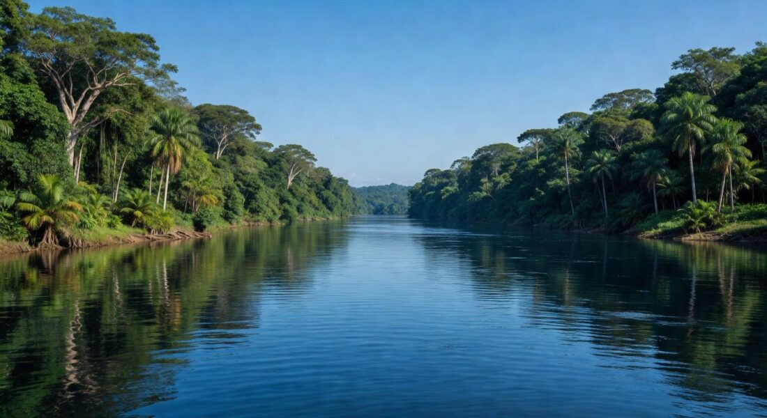Vista do Rio Tapajós na Amazônia, simbolizando revogação de decreto de privatização após protestos indígenas.