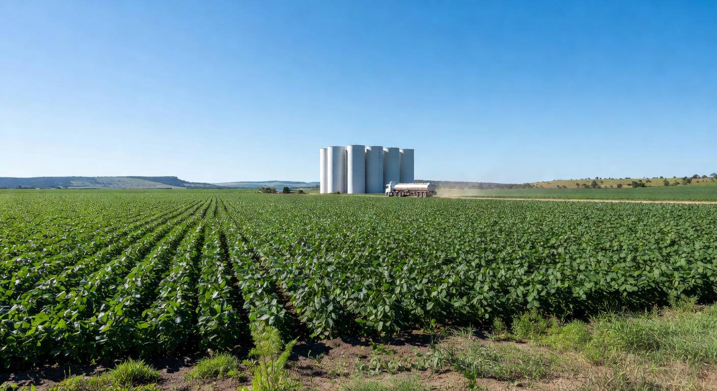 Plantação de soja no Brasil, simbolizando aumento da mistura de biodiesel no diesel em meio a tensões no Oriente Médio.