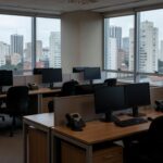 Escritório vazio em São Paulo representando preconceito e assédio no trabalho.