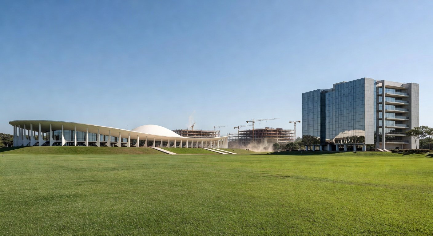 Campus universitário moderno no DF, representando expansão da UnDF e crescimento de matrículas no ensino superior público.