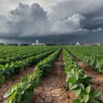 Lavoura de soja no DF com horizonte de Brasília, ilustrando incentivos fiscais para agropecuária e agravamento do desequilíbrio fiscal.