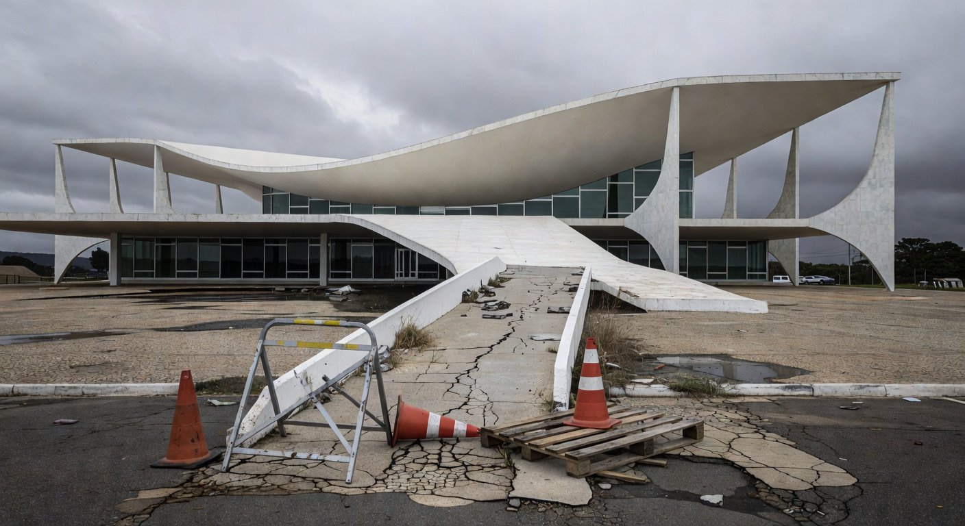 Edifício da CLDF em Brasília com barreiras de acessibilidade, expondo falhas na inclusão de pessoas com Síndrome de Down.