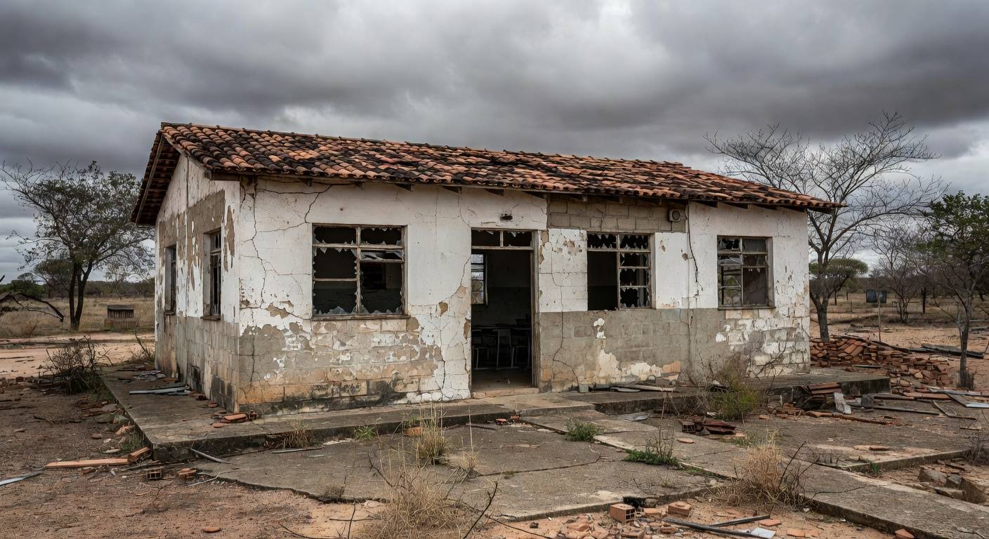 Escola pública deteriorada em Sobradinho, DF, representando falhas crônicas na educação do Distrito Federal.