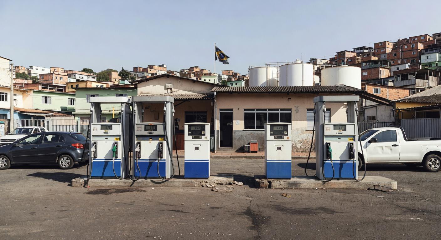 Posto de gasolina no Brasil com bombas de combustível e tanques, representando monitoramento da ANP e debate sobre ICMS.