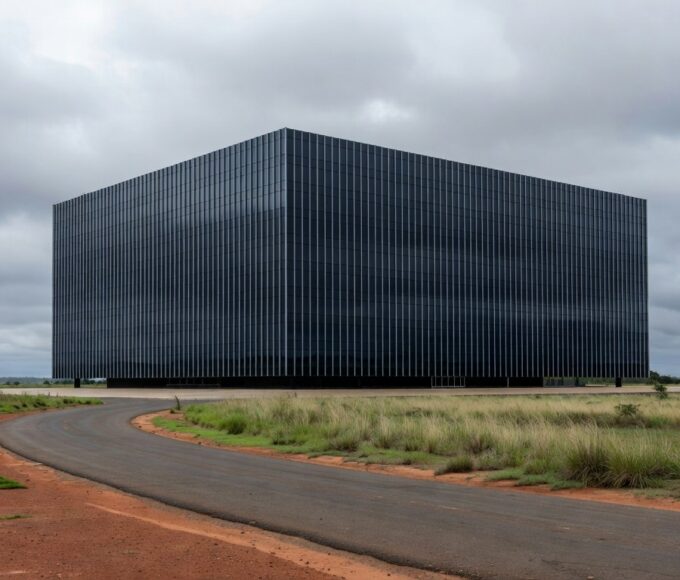 Edifício da Caesb em Brasília sob céu nublado, simbolizando anúncio de falecimento de diretor jurídico.