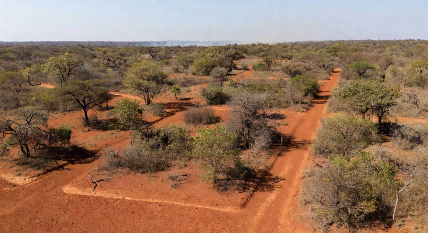 Paisagem do Cerrado no DF com linhas de prevenção contra incêndios florestais