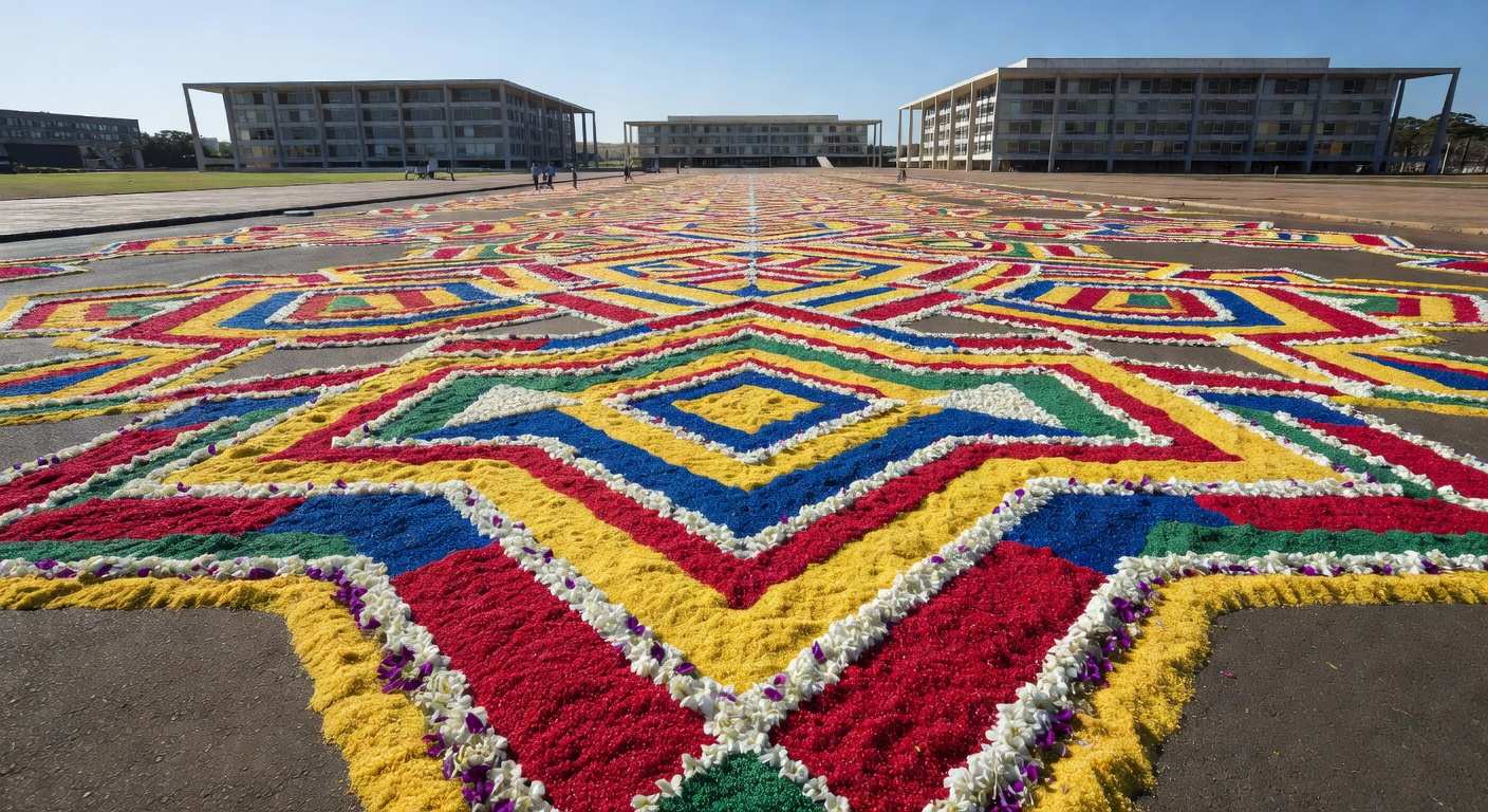 1 de 1 montagem-do-tradicional-tapete-de-corpus-christi-na-esplanada-dos-ministerios-em-brasilia-metropoles-8 - Foto: HUGO BARRETO / METRÓPOLES @hugobarretophoto