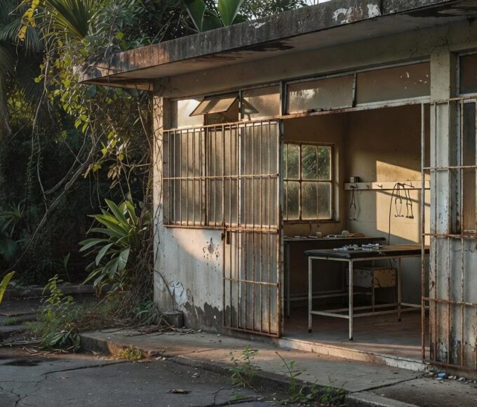 Hospital público vazio no DF simbolizando crise crônica do SUS