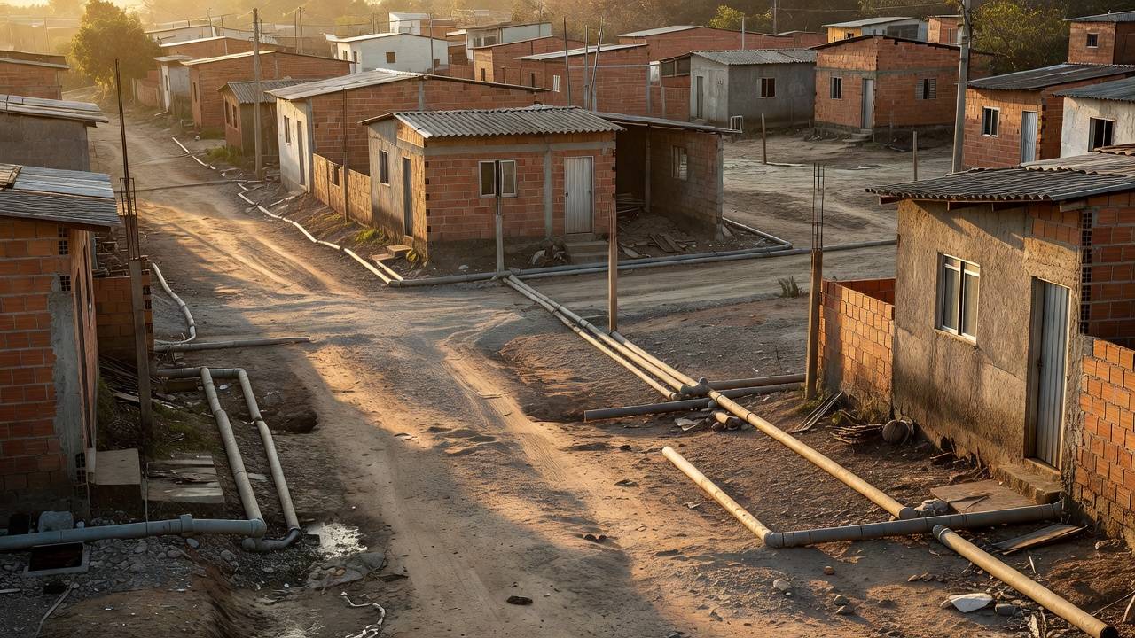 Área residencial em Ceilândia com infraestrutura de saneamento da Caesb para famílias do Projeto Golfinho