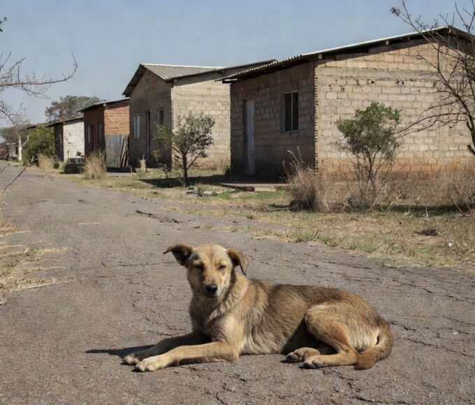 Cachorro comunitário em rua de Recanto das Emas, Brasília