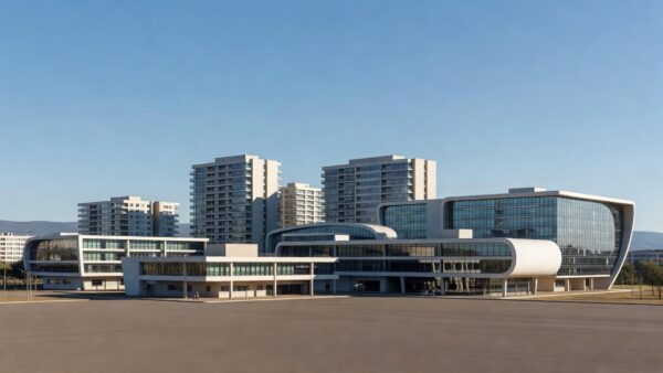 Conjunto de edifícios em Brasília representando imóveis leiloados pela Terracap no DF