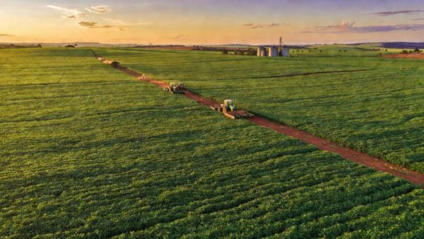 Paisagem rural no DF com campos e estradas de terra, representando atrasos no setor agrícola