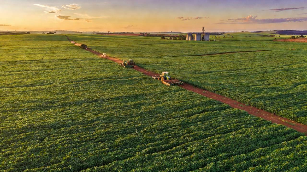 Paisagem rural no DF com campos e estradas de terra, representando atrasos no setor agrícola