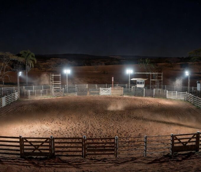 Arena de rodeio no Recanto das Emas durante o AGROSAT Tour 2026