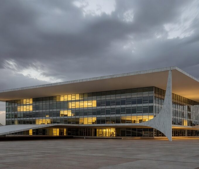 Fachada da CLDF em Brasília com documentos representando balanço negativo do semestre