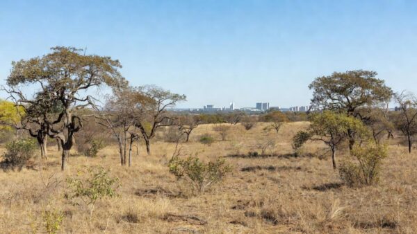 Paisagem seca do Cerrado no Distrito Federal com alerta de baixa umidade