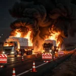 Incêndio em duas carretas de algodão na rodovia DF-130