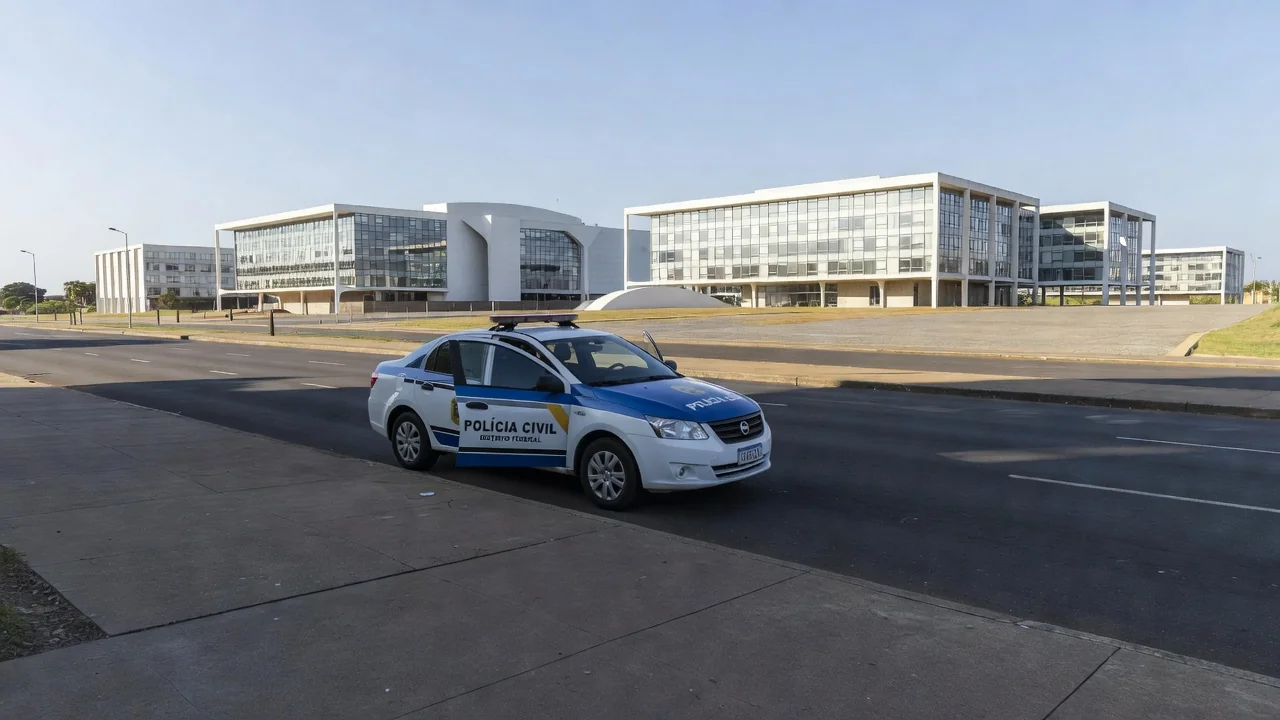 Viatura da polícia civil em rua de Brasília após abordagem