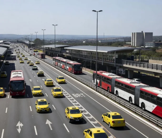 Táxis do DF autorizados no corredor do BRT Sul em Brasília