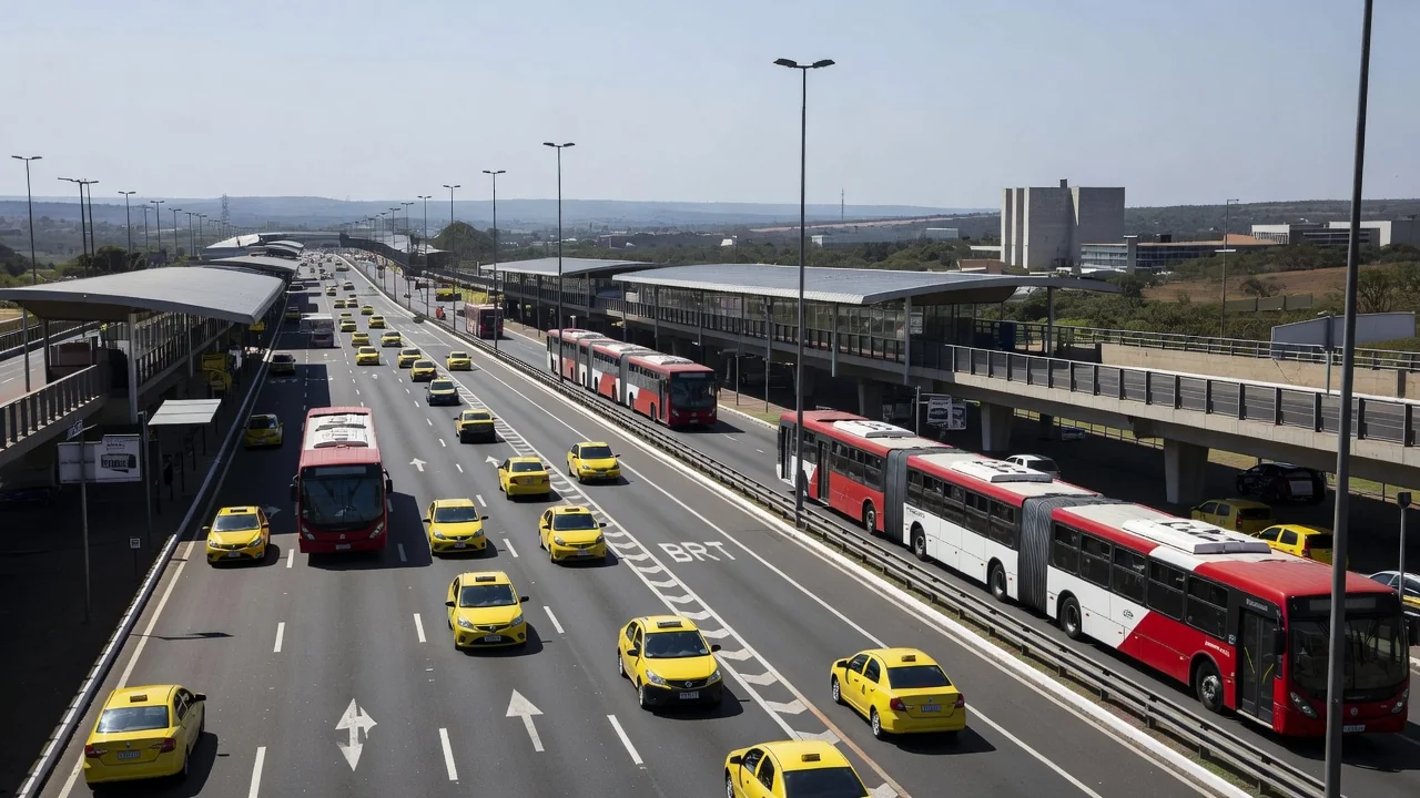Táxis do DF autorizados no corredor do BRT Sul em Brasília