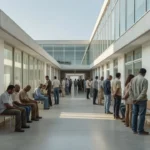 Unidade de saúde psiquiátrica em Brasília representando fila de espera no DF