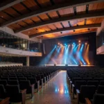 Auditório do Sesc-DF em Brasília com iluminação de palco para evento cultural