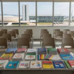 Sala de conferências em Brasília com materiais sobre sexualidade e planejamento familiar
