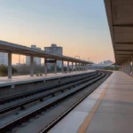 Estação de metrô e VLT em Brasília com luz natural, representando investimentos em transporte no DF