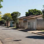 Rua residencial no Recanto das Emas, Brasília, sob luz natural.