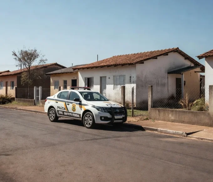 Viatura da Polícia Civil em rua do Recanto das Emas, Brasília