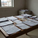 Documentos fiscais sobre mesa representando adiamento do Imposto Seletivo