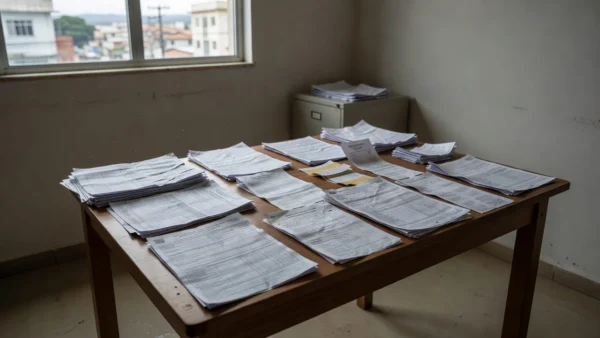 Documentos fiscais sobre mesa representando adiamento do Imposto Seletivo
